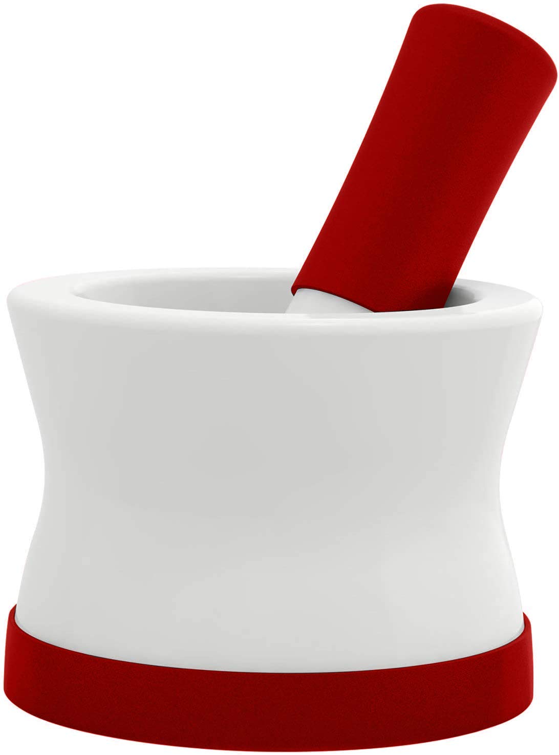 EZ-Grip Silicone & Porcelain Mortar and Pestle with Non-Slip Detachable Silicone Base - Dishwasher Safe by Cooler Kitchen
