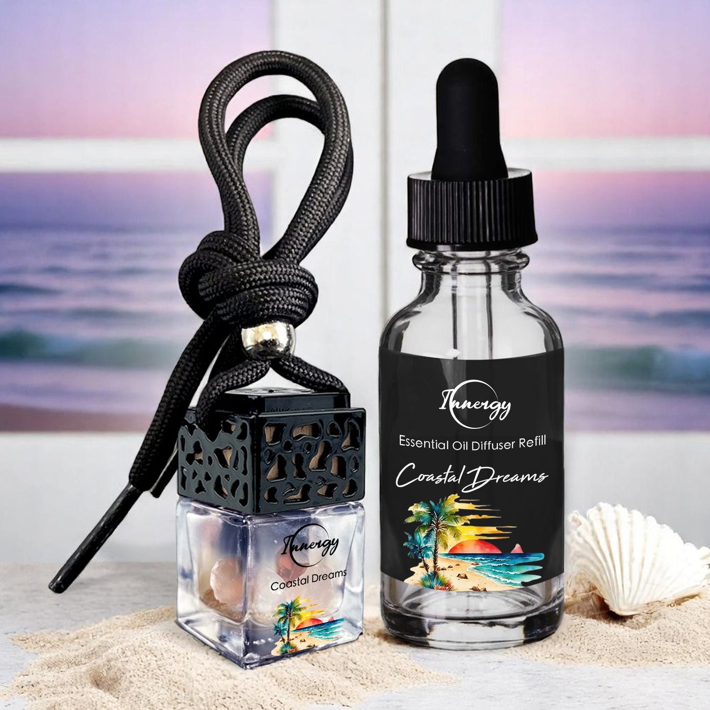 Coastal Dreams Crystal-Enhanced Oil Diffuser, Car Air Freshener, 8ml