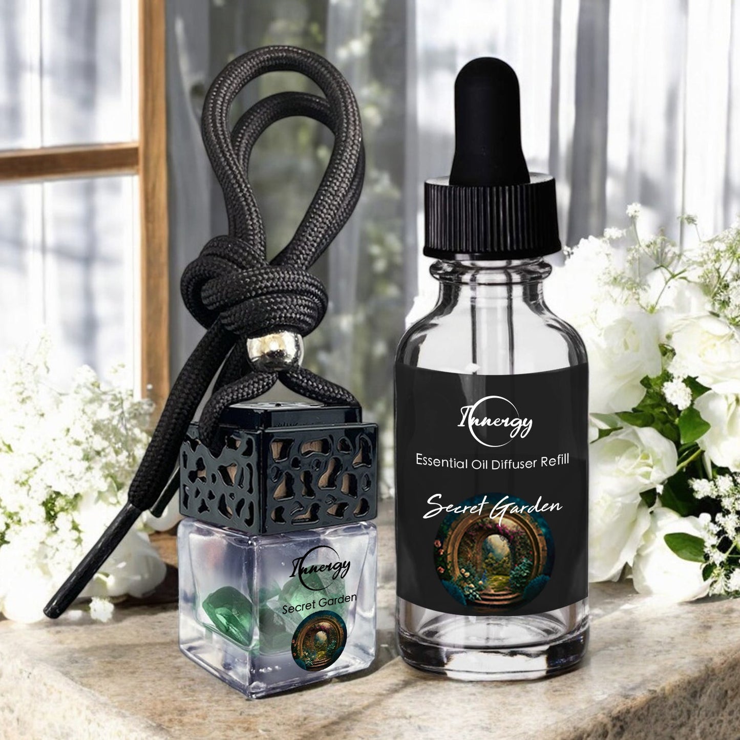 Secret Garden Crystal-Enhanced Oil Diffuser, Car Air Freshener, 8ml