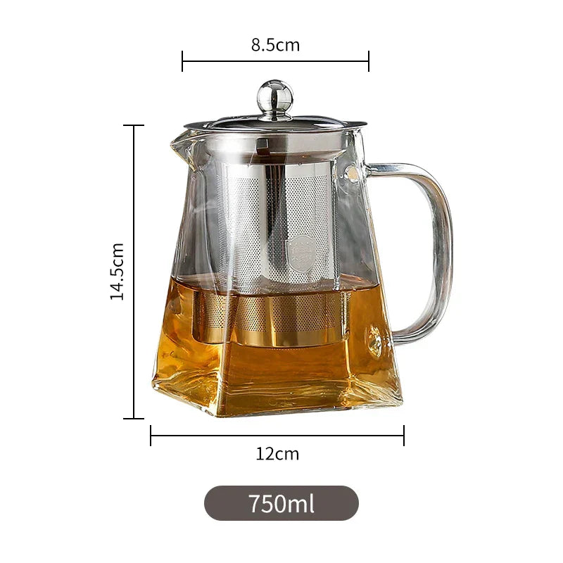 DecorBites™ Glass Tea Pot with Stainless Steel Infuser