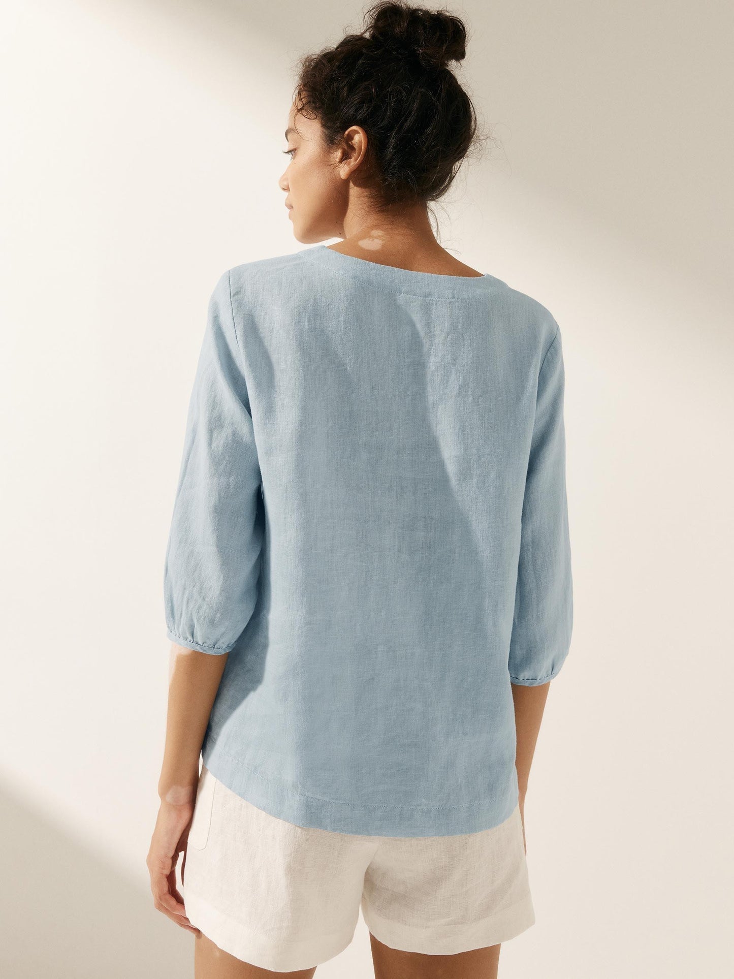 100% Linen Puff Sleeves Top