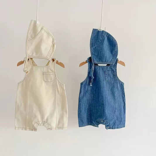 Baby Denim Overalls with Matching Hat
