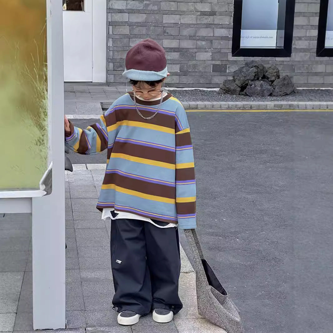 Loose Oversized Pullover Striped Top