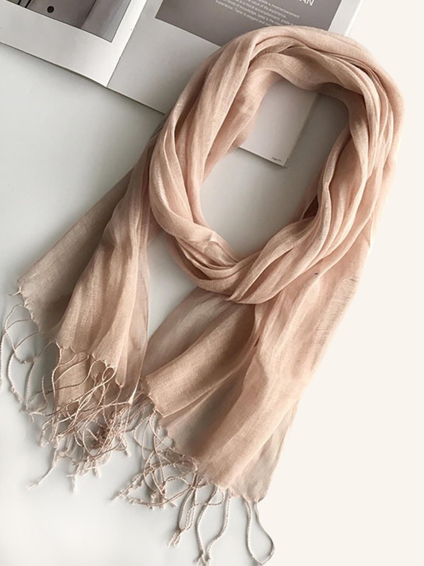 100% Linen Lightweight Solid Color Scarf