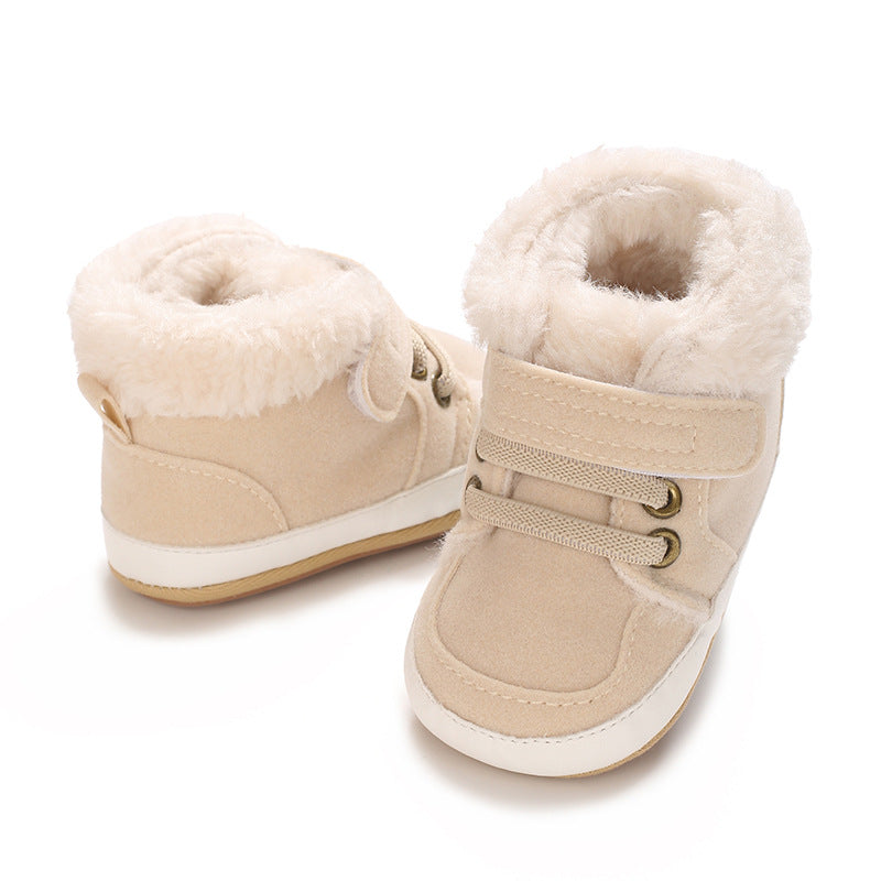 Solid-Color Plush Warm Soft and Non-Slip Rubber Shoes
