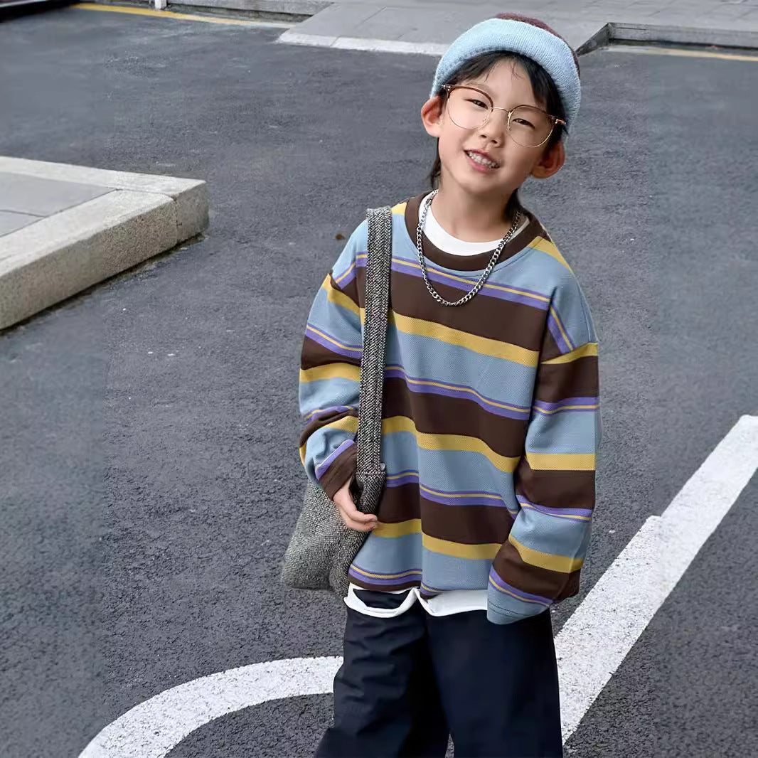 Loose Oversized Pullover Striped Top