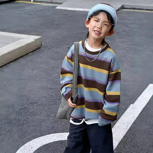 Loose Oversized Pullover Striped Top