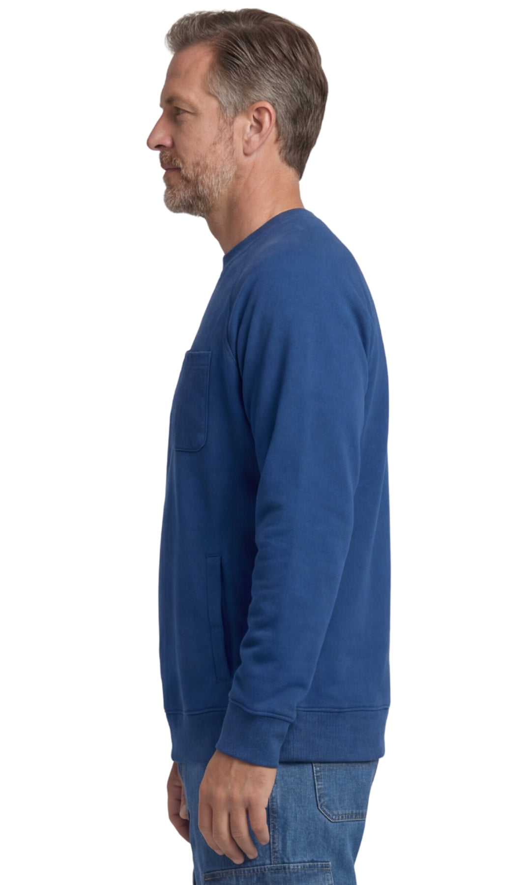 Mens 3-Pocket Fleece Sweatshirt with Raglan Seams, Chest Pocket and Tagless Neck