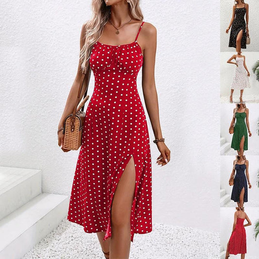 Polka Dot Print Spaghetti Strap Dress