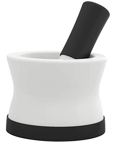 EZ-Grip Silicone & Porcelain Mortar and Pestle with Non-Slip Detachable Silicone Base - Dishwasher Safe by Cooler Kitchen