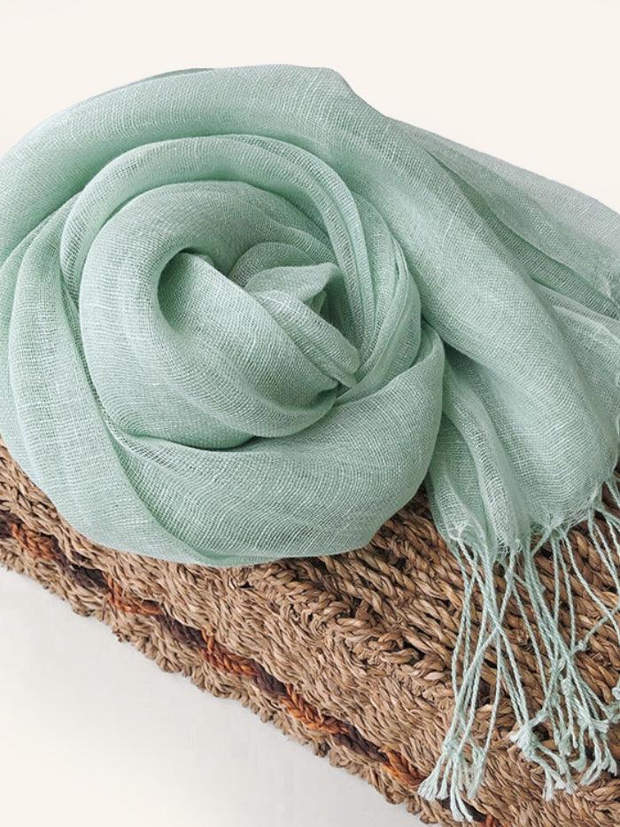 100% Linen Lightweight Solid Color Scarf
