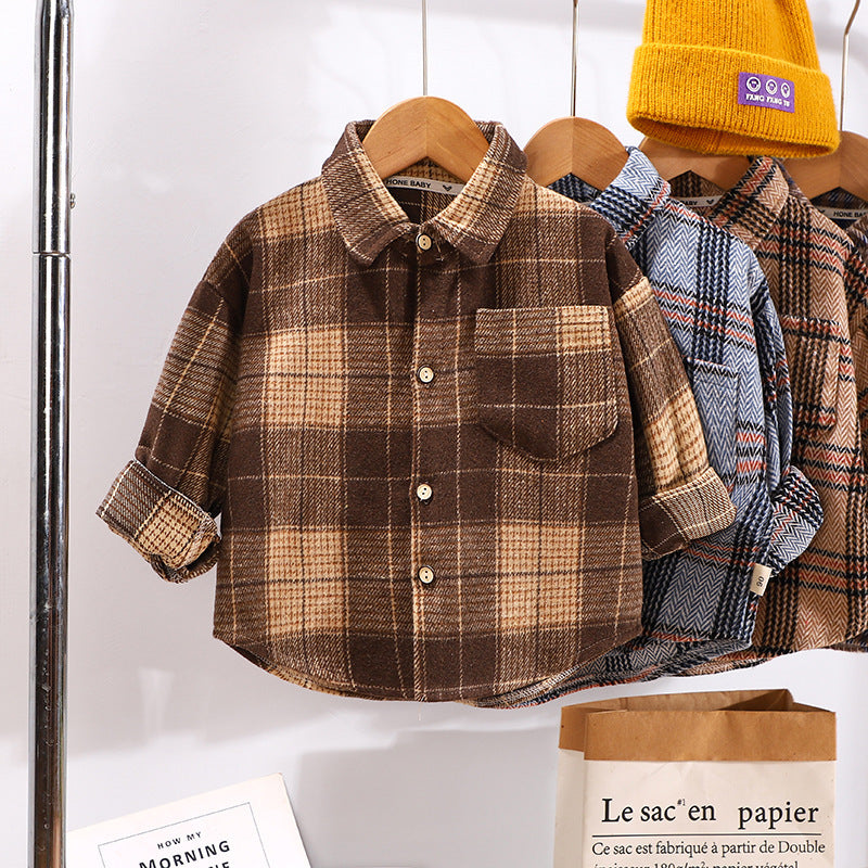 Spring And Autumn Children's Clothing Children's Casual Plaid Shirt