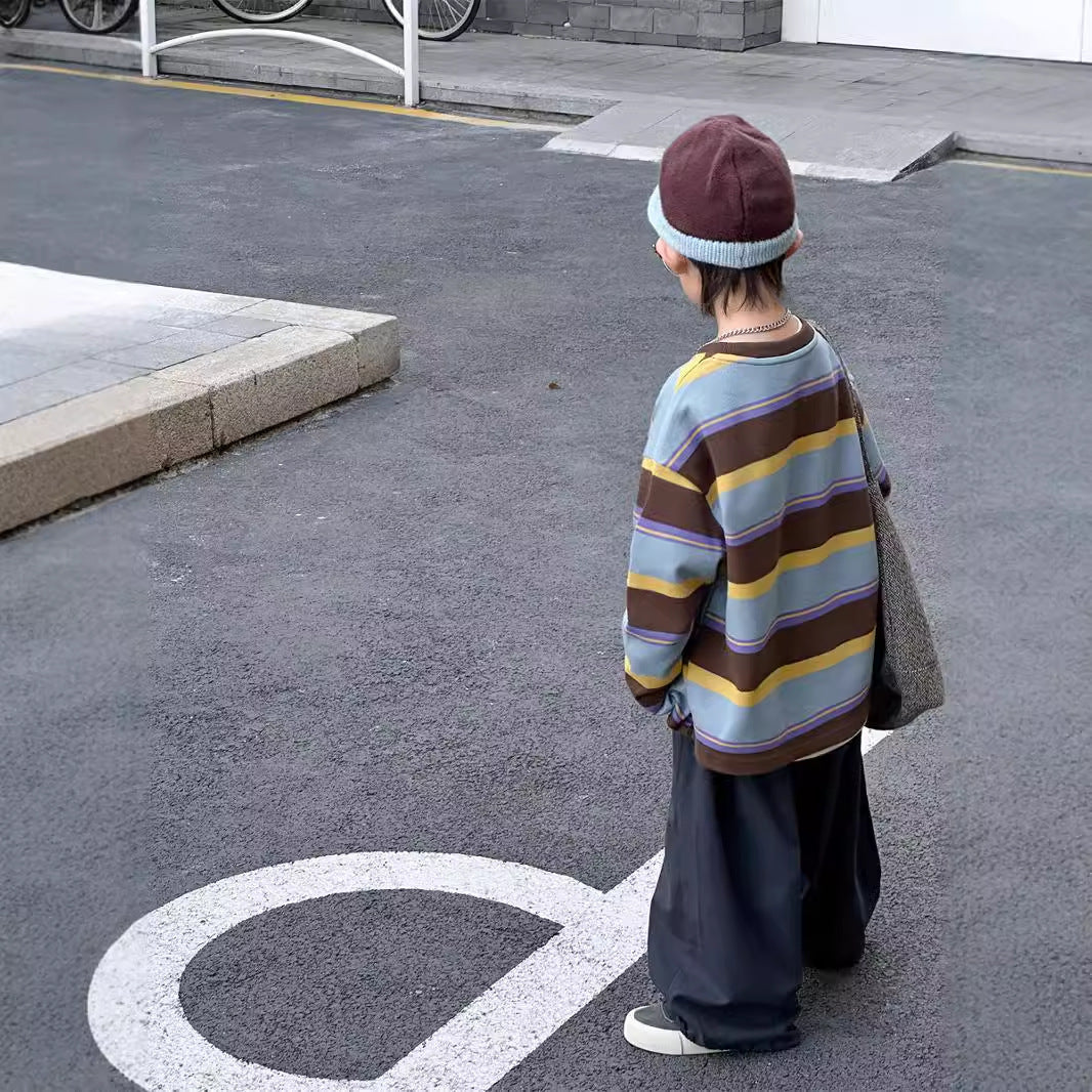 Loose Oversized Pullover Striped Top