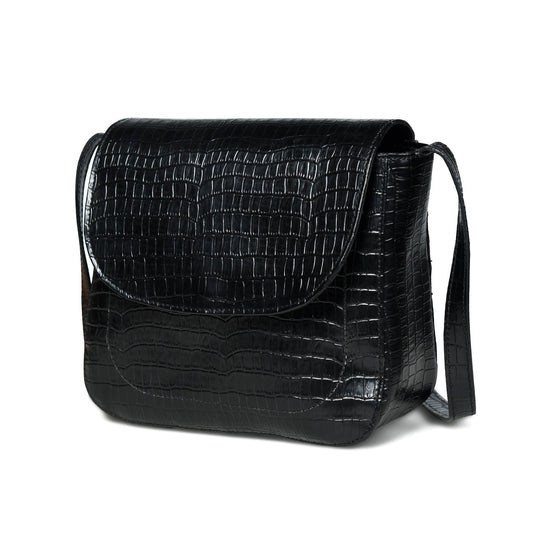 Diva Black Croco Sling Bag