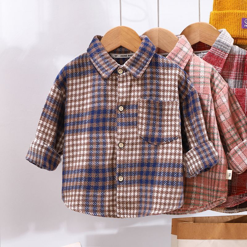 Spring And Autumn Children's Clothing Children's Casual Plaid Shirt