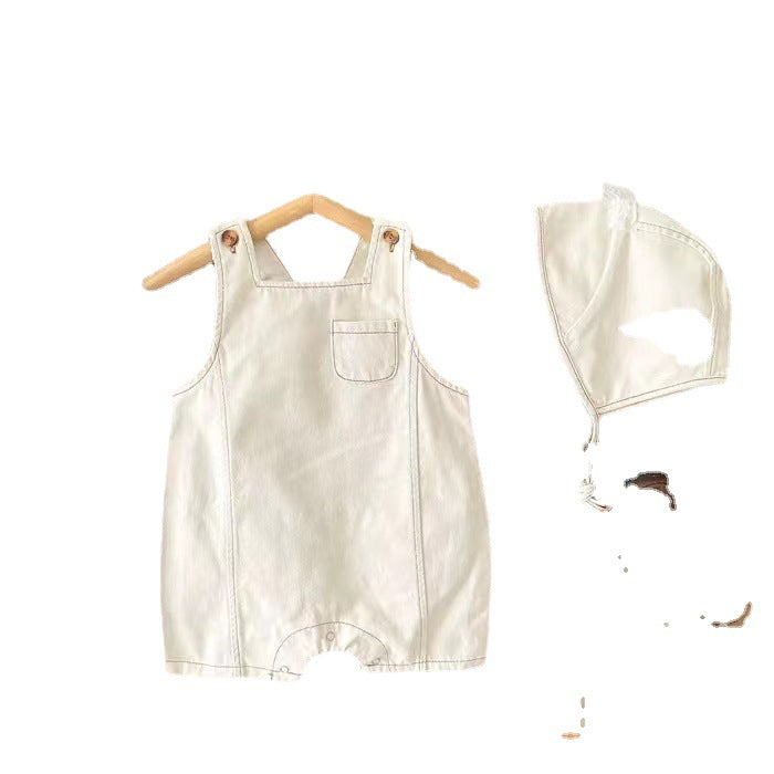 Baby Denim Overalls with Matching Hat