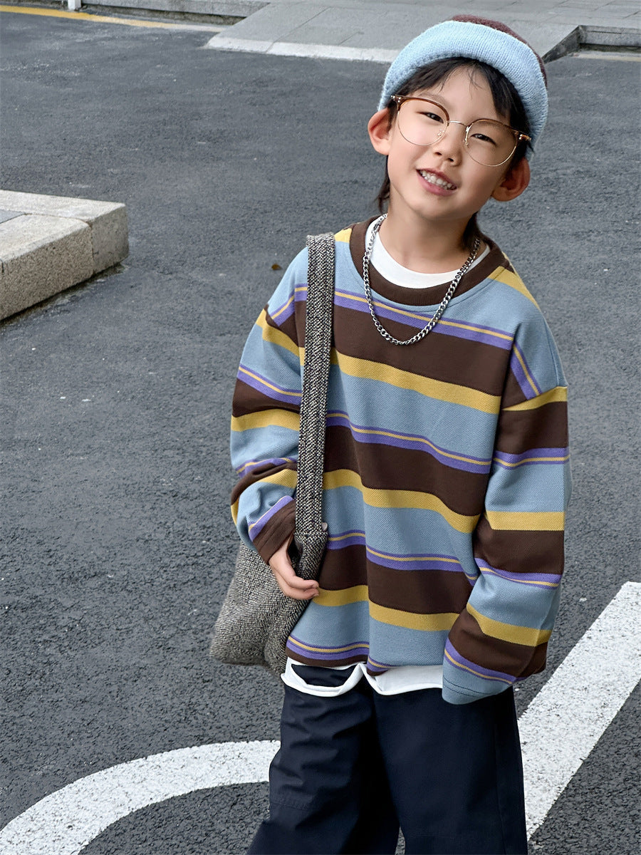 Loose Oversized Pullover Striped Top