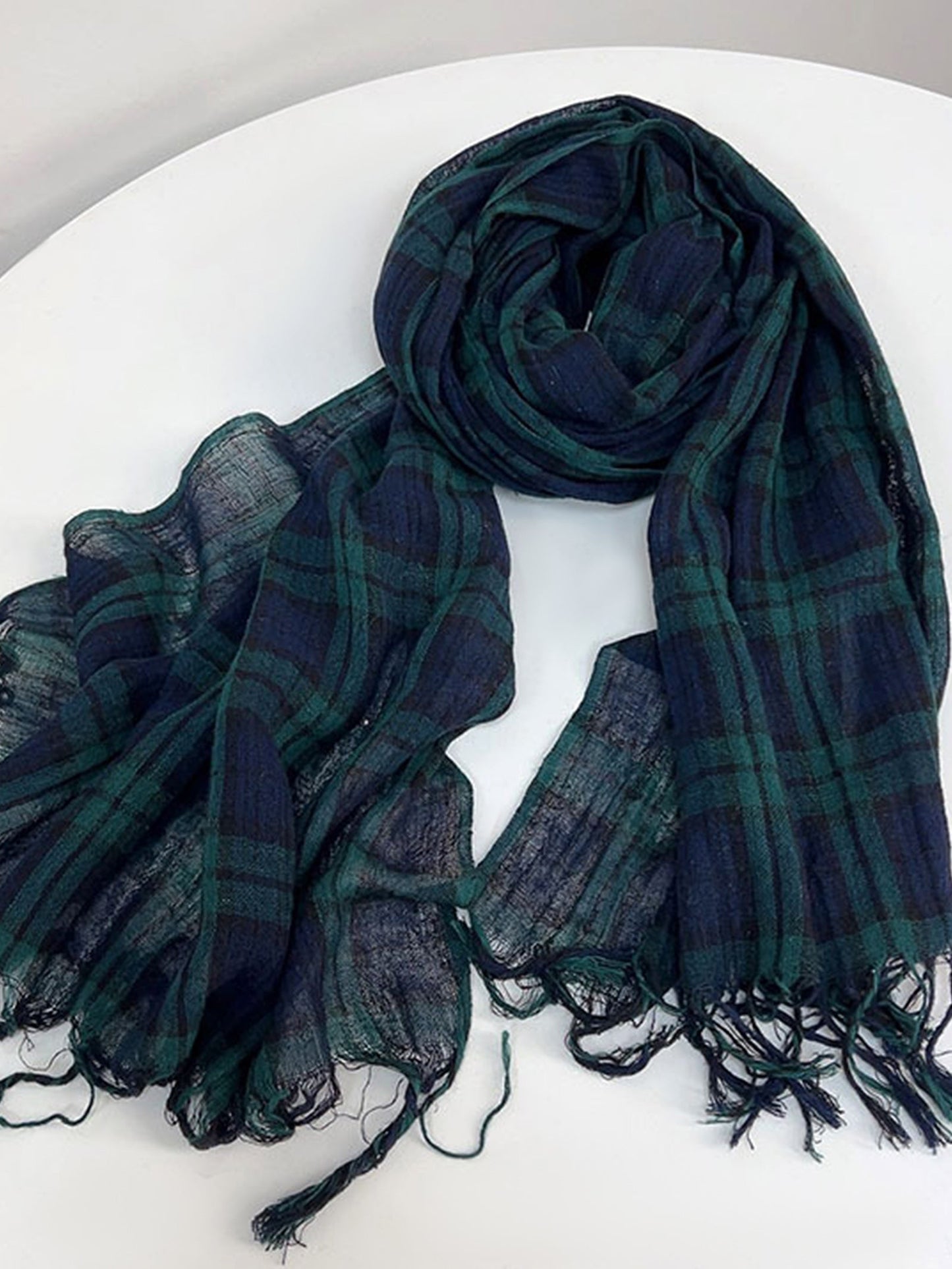 Cotton Linen Striped Lightweight Soft Scarf