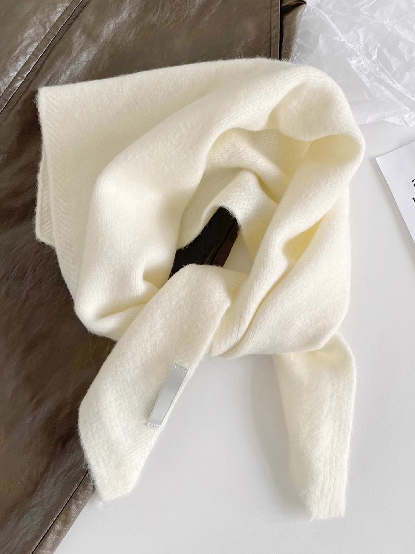 100% Merino Wool Knitted Triangle Scarf