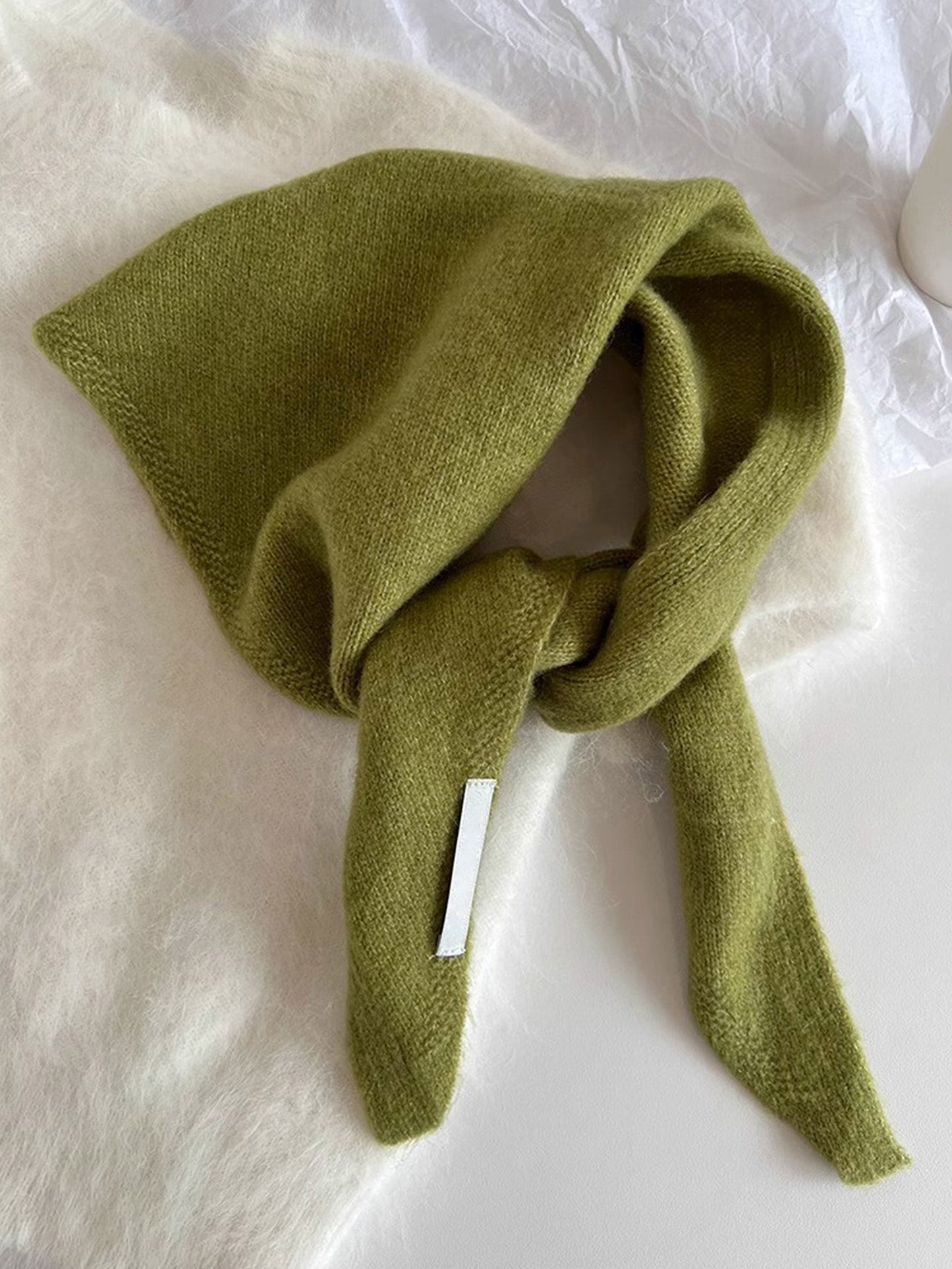 100% Merino Wool Knitted Triangle Scarf