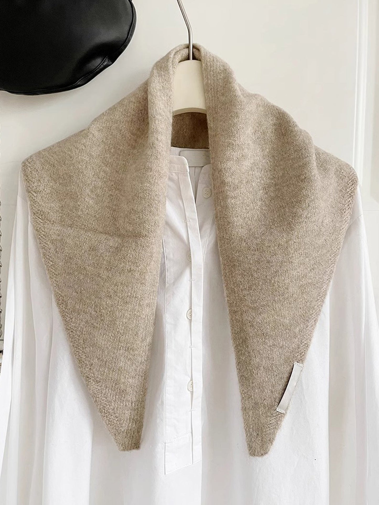 100% Merino Wool Knitted Triangle Scarf