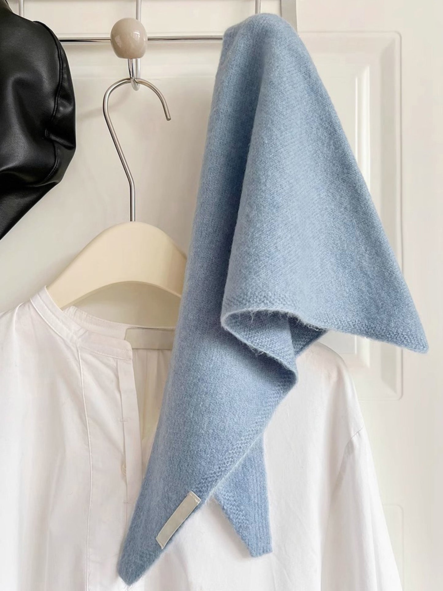100% Merino Wool Knitted Triangle Scarf