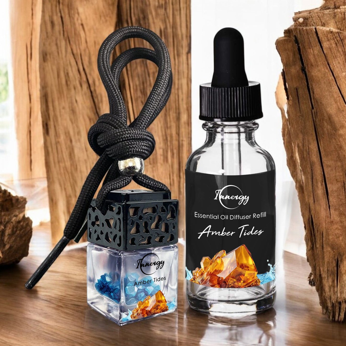 Amber Tides Crystal-Enhanced Oil Diffuser, Car Air Freshener, 8ml