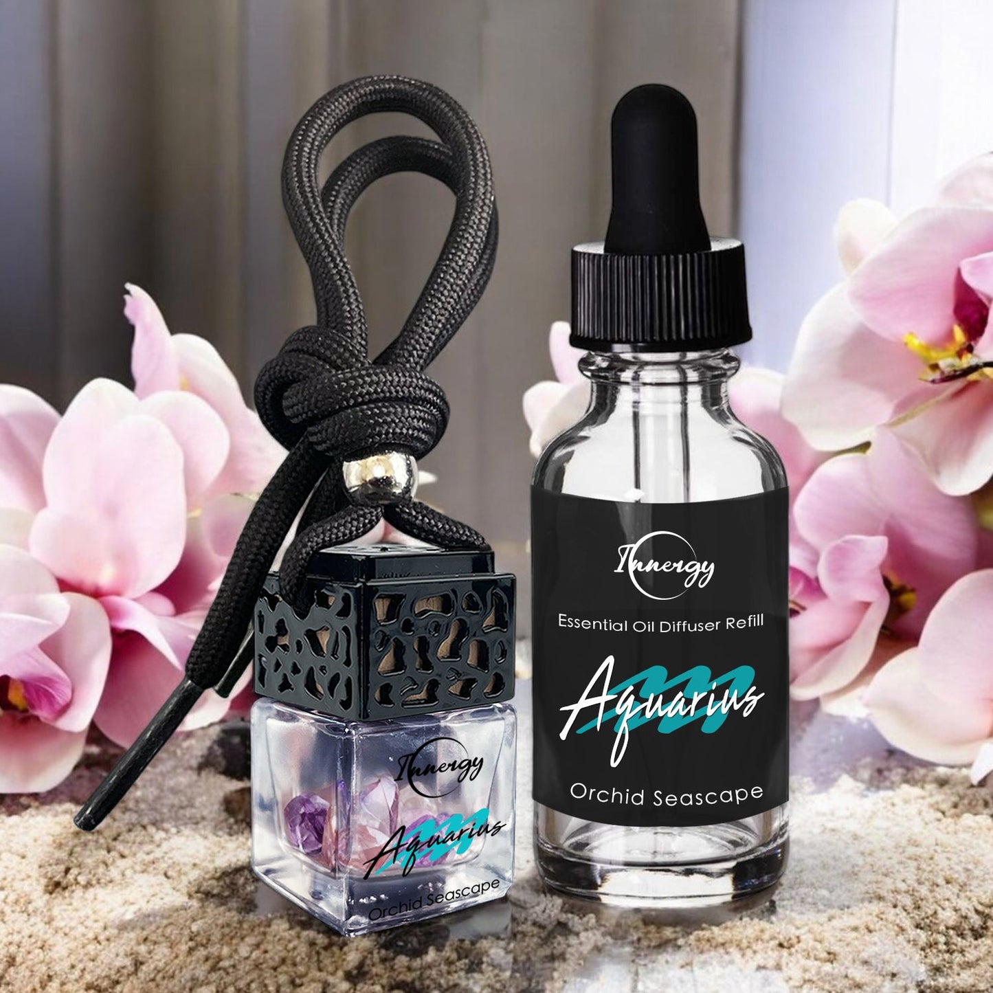 Aquarius Zodiac Crystal-Enhanced Oil Diffuser, Car Air Freshener, 8ml