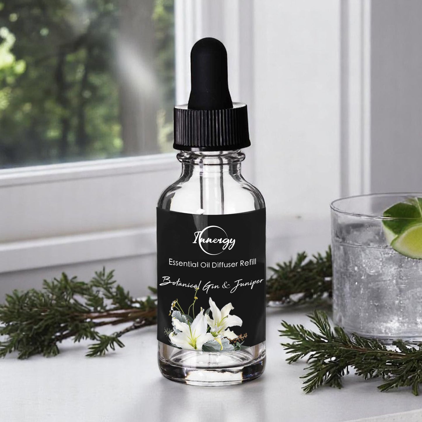 Botanical Gin and Juniper Crystal-Enhanced Oil Diffuser, Car Air Freshener, 8ml