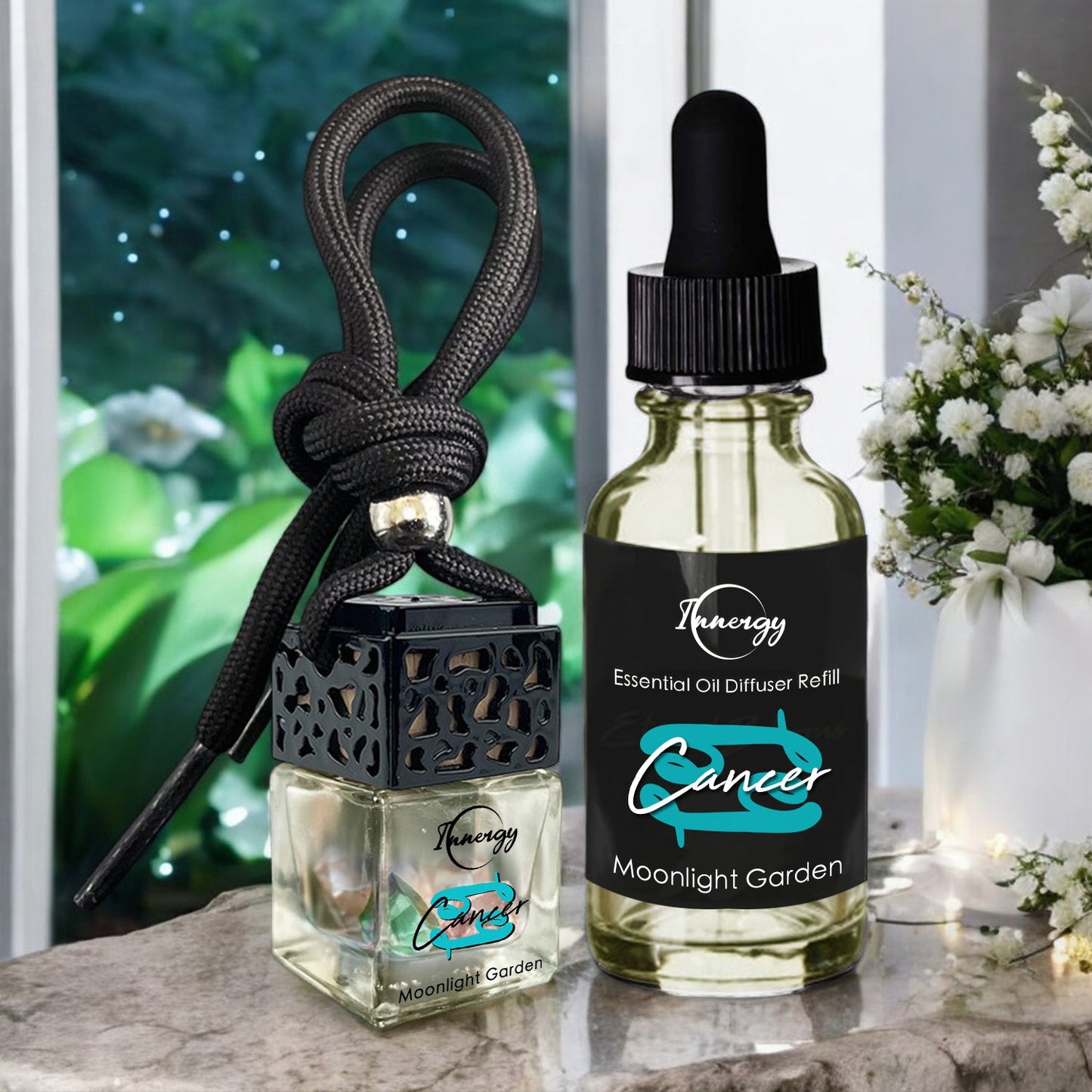 Cancer Zodiac Crystal-Enhanced Oil Diffuser, Car Air Freshener, 8ml