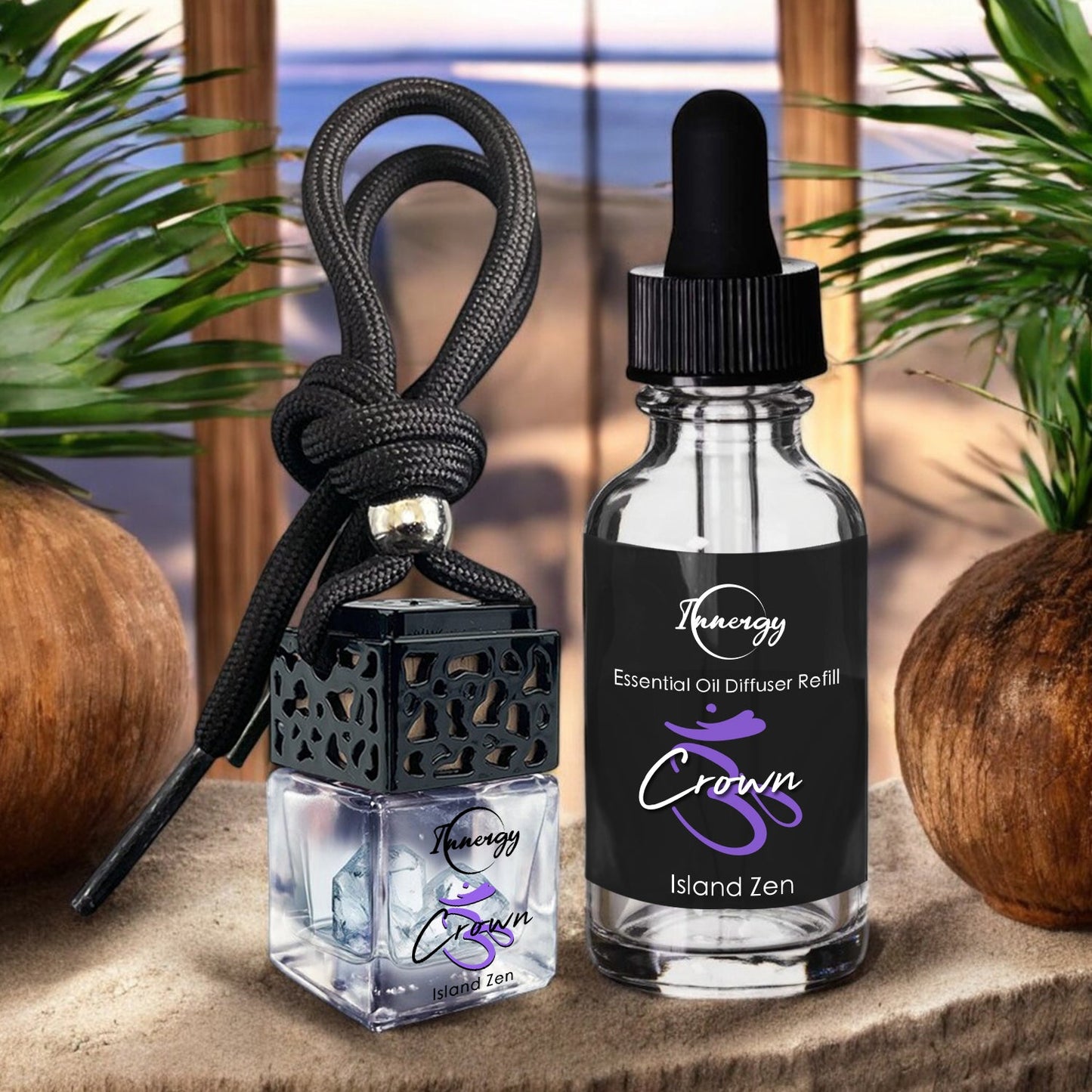 Crown Chakra Crystal-Enhanced Oil Diffuser, Car Air Freshener, 8ml