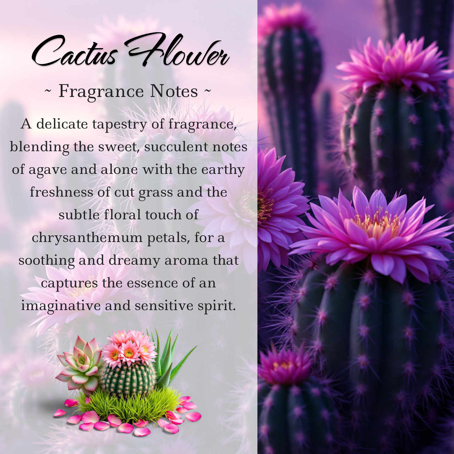 Cactus Flower and Jade Crystal-Enhanced Oil Diffuser, Car Air Freshener, 8ml