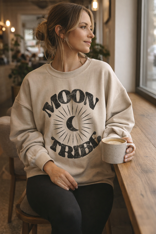 Lunar Essence Fleece Crew – Moon Tribe Graphic Sweatshirt