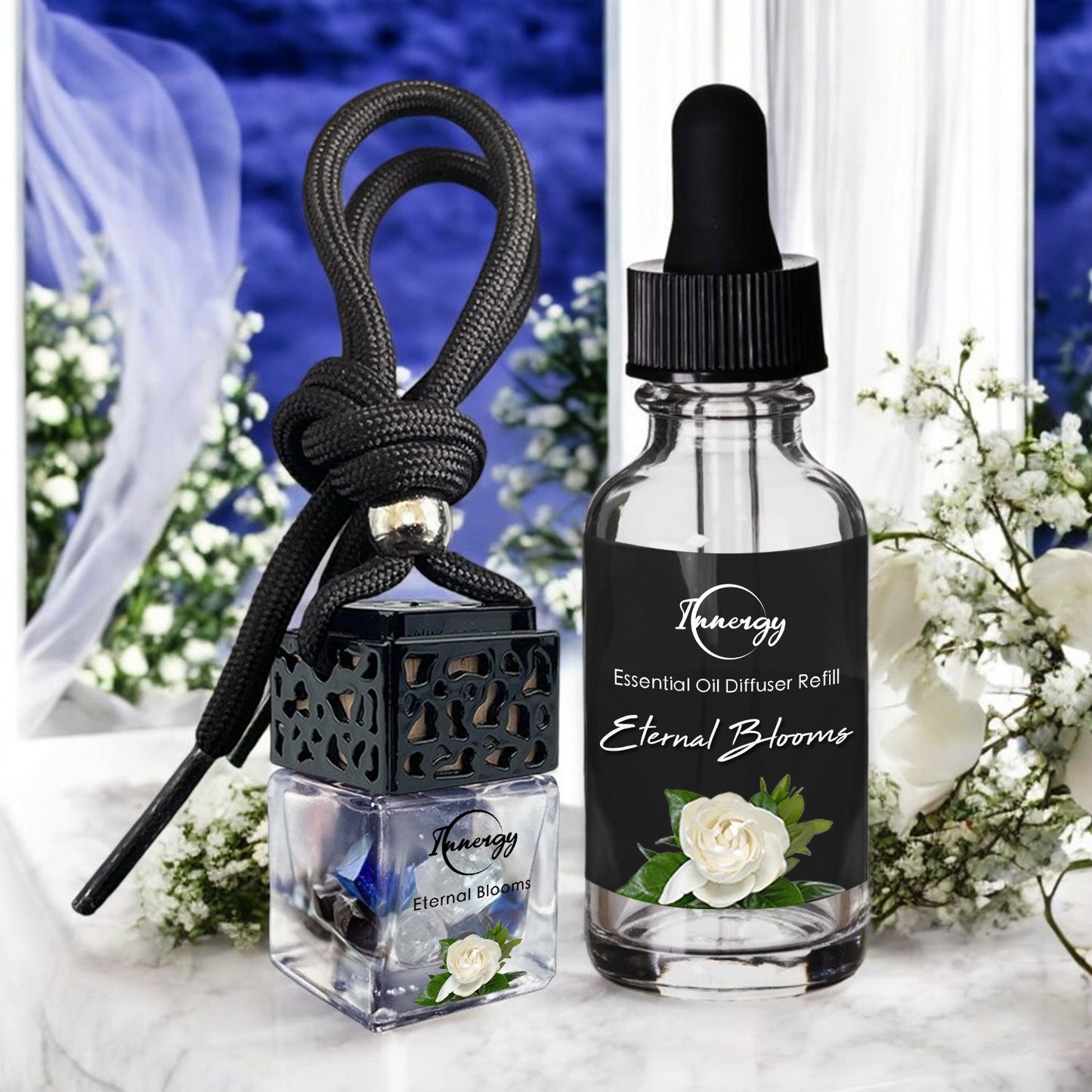 Eternal Blooms Crystal-Enhanced Oil Diffuser, Car Air Freshener, 8ml