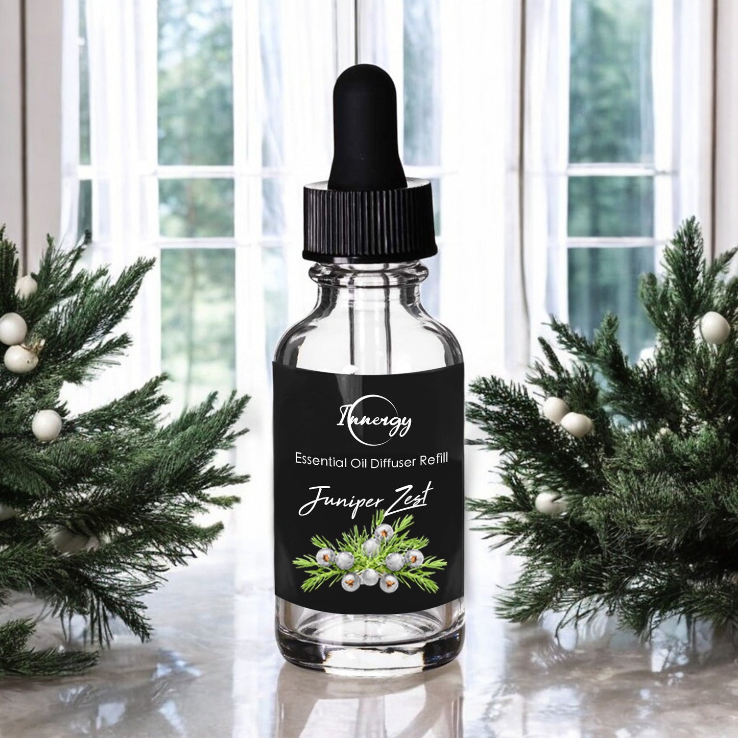 Juniper Zest Crystal-Enhanced Oil Diffuser, Car Air Freshener, 8ml