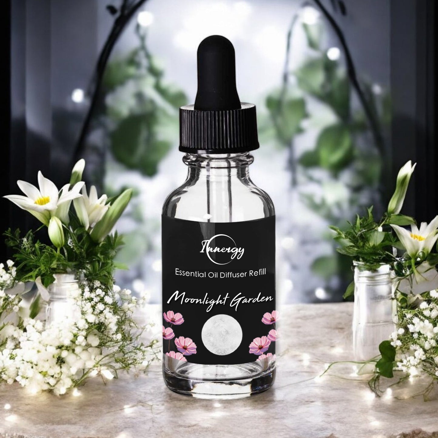 Moonlight Garden Crystal-Enhanced Oil Diffuser, Car Air Freshener, 8ml