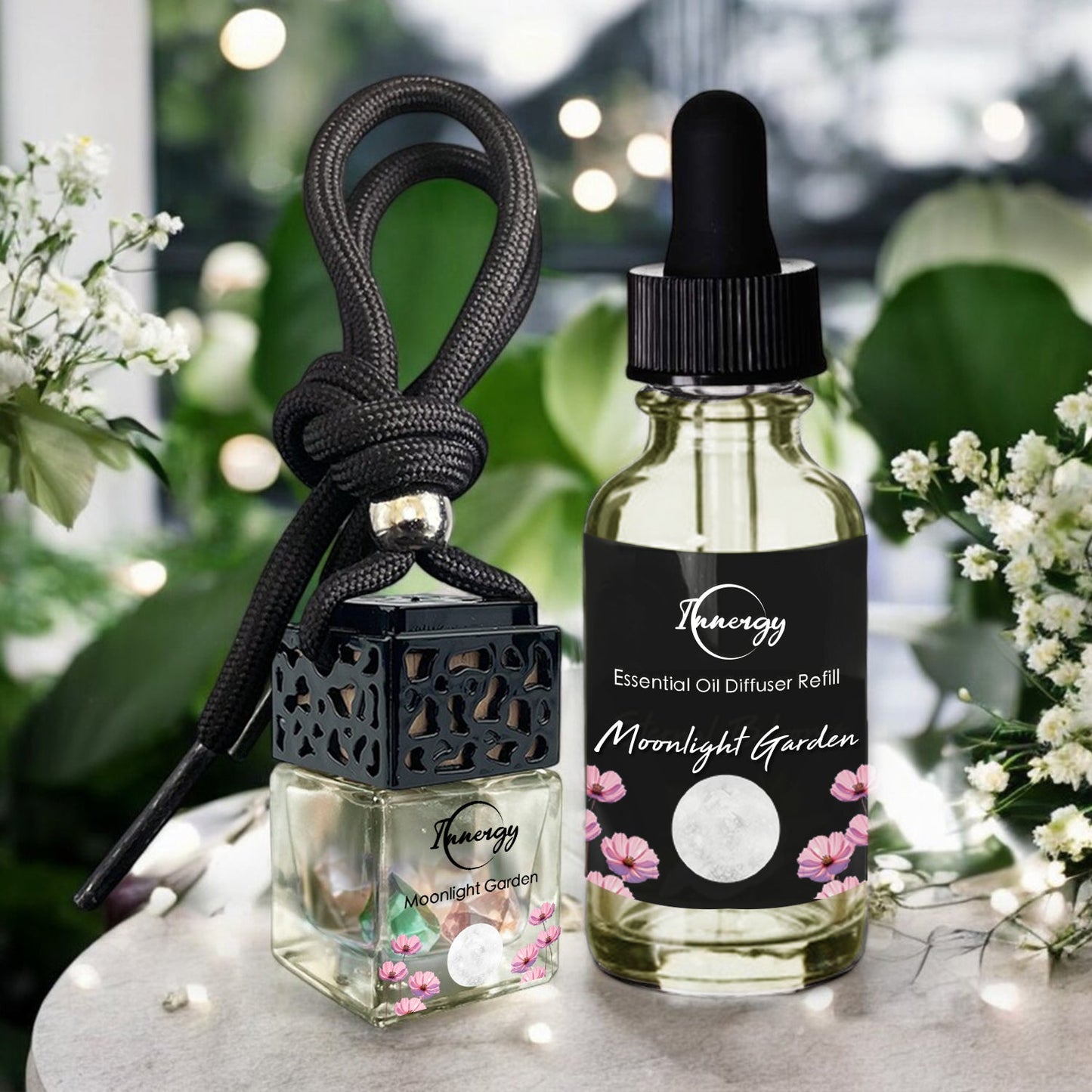 Moonlight Garden Crystal-Enhanced Oil Diffuser, Car Air Freshener, 8ml