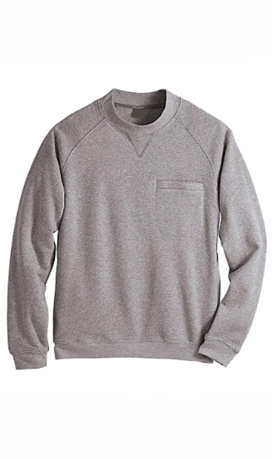 Mens 3-Pocket Fleece Sweatshirt with Raglan Seams, Chest Pocket and Tagless Neck