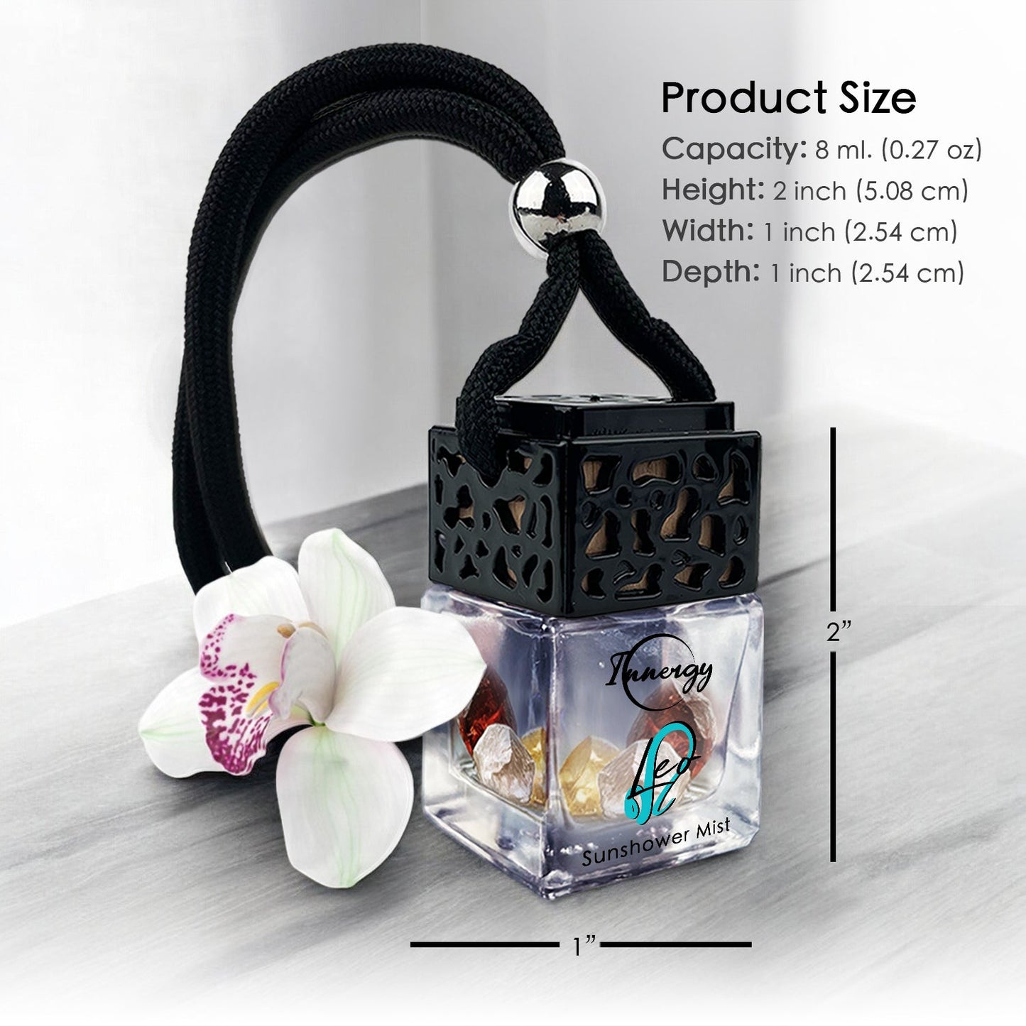 Leo Zodiac Crystal-Enhanced Oil Diffuser, Car Air Freshener in Sunshower Mist Scent, 8ml