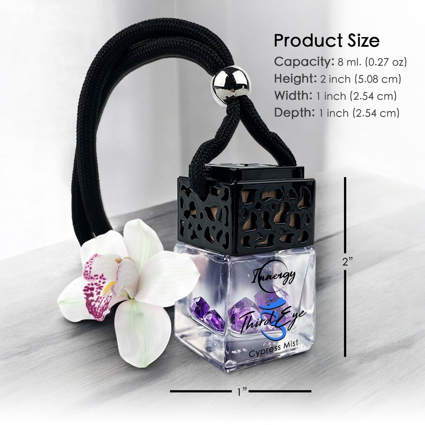 Third Eye Chakra Crystal-Enhanced Oil Diffuser, Car Air Freshener, 8ml