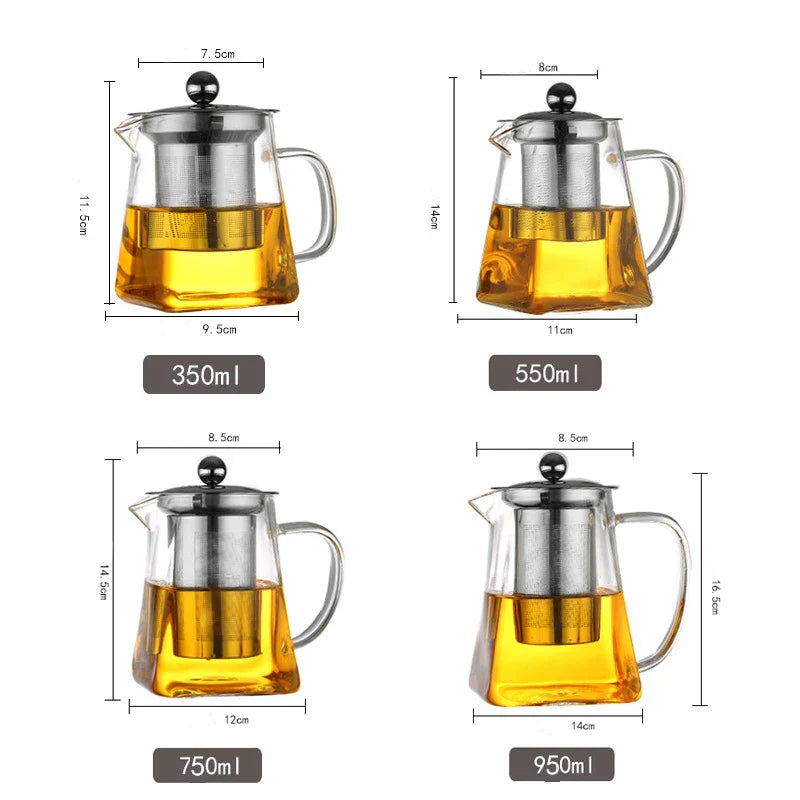 DecorBites™ Glass Tea Pot with Stainless Steel Infuser