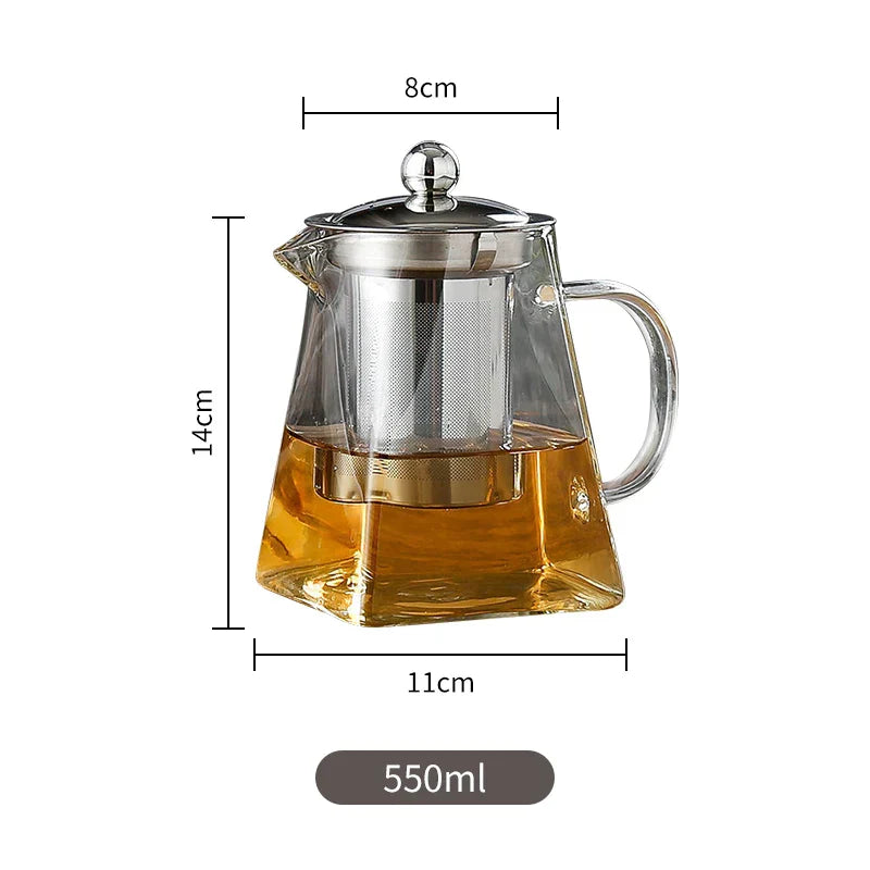 DecorBites™ Glass Tea Pot with Stainless Steel Infuser