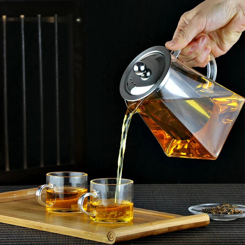DecorBites™ Glass Tea Pot with Stainless Steel Infuser