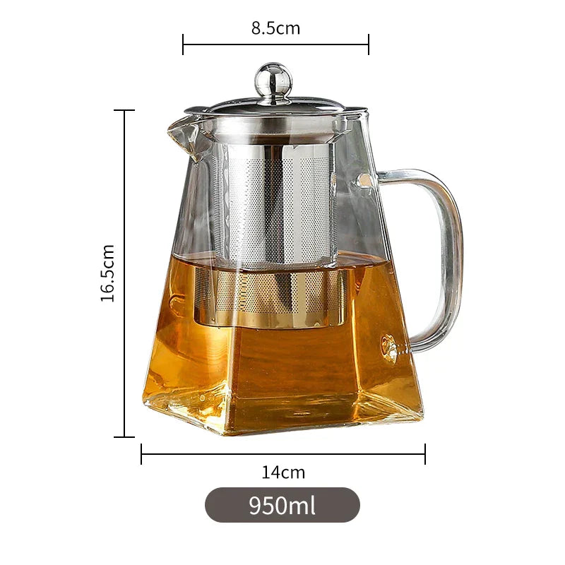 DecorBites™ Glass Tea Pot with Stainless Steel Infuser