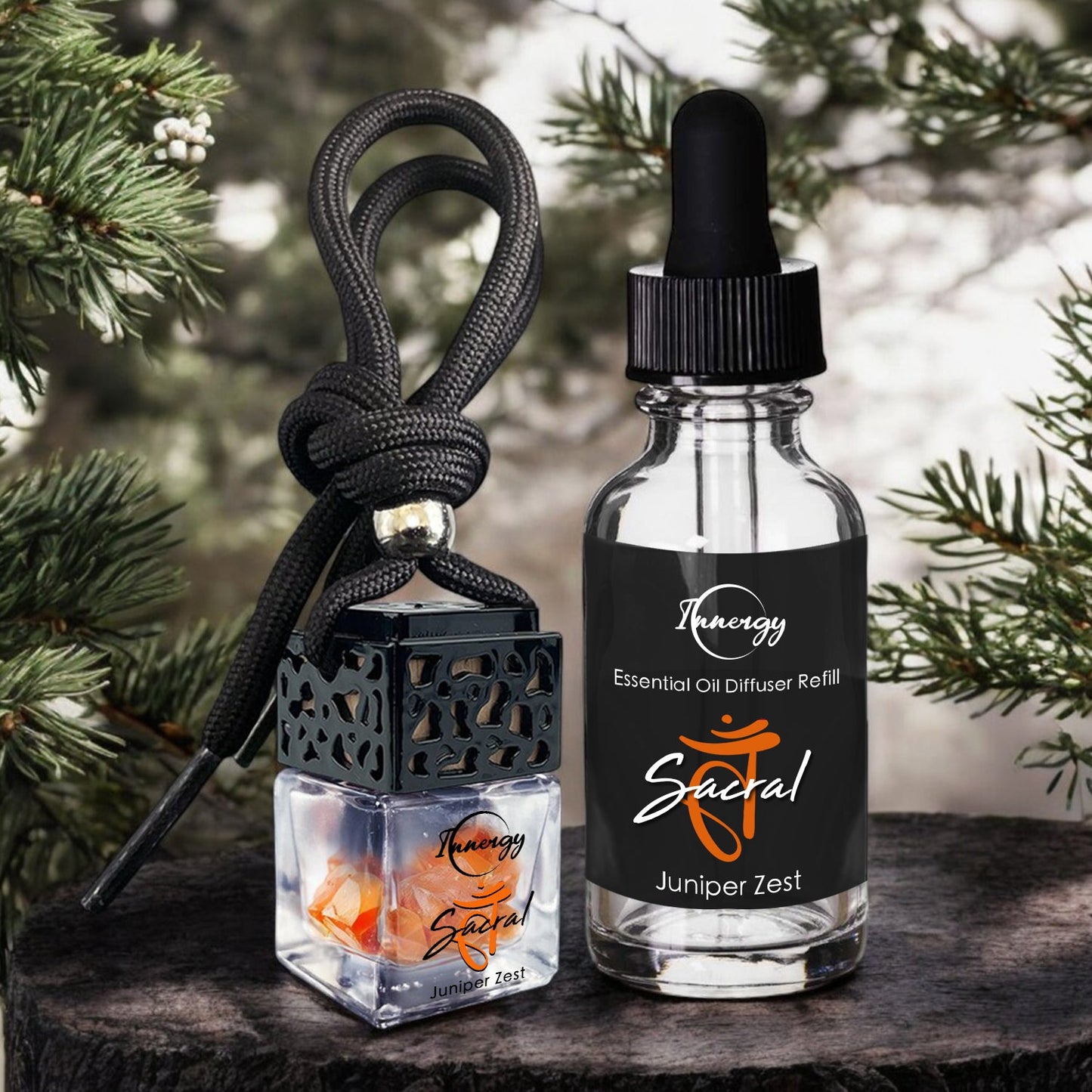 Sacral Chakra Crystal-Enhanced Oil Diffuser, Car Air Freshener, 8ml