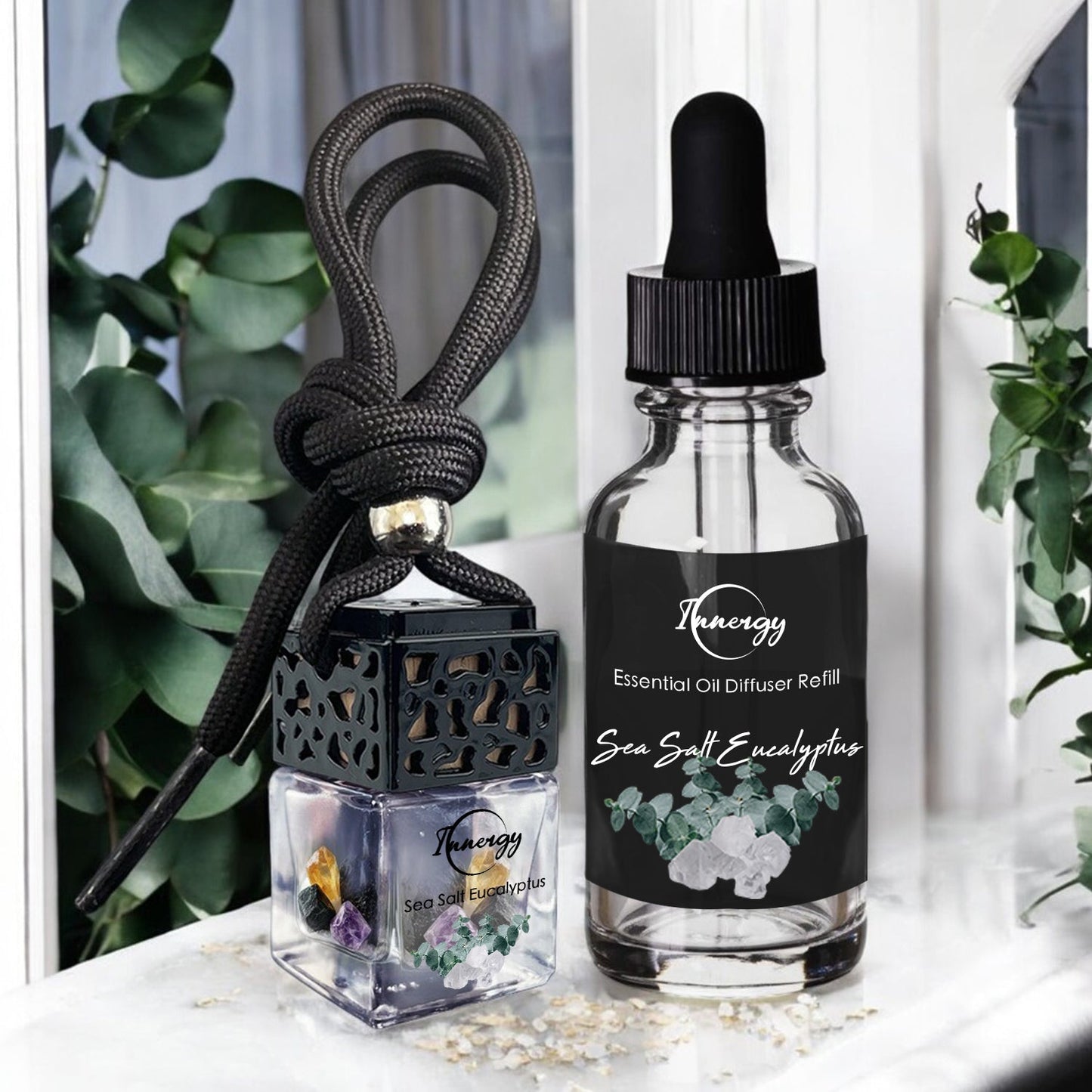 Sea Salt Eucalyptus Crystal-Enhanced Oil Diffuser, Car Air Freshener, 8ml