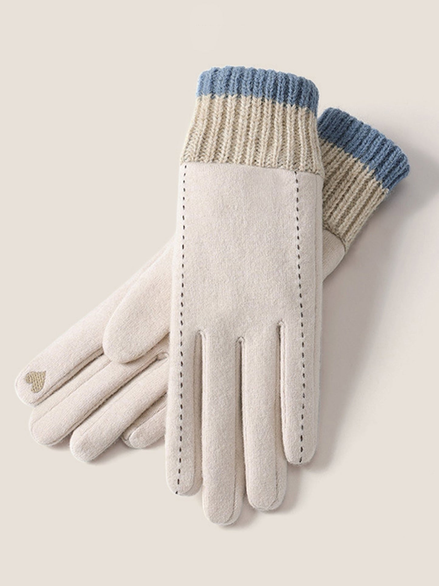 Wool Blend Color-Block Touchscreen Gloves