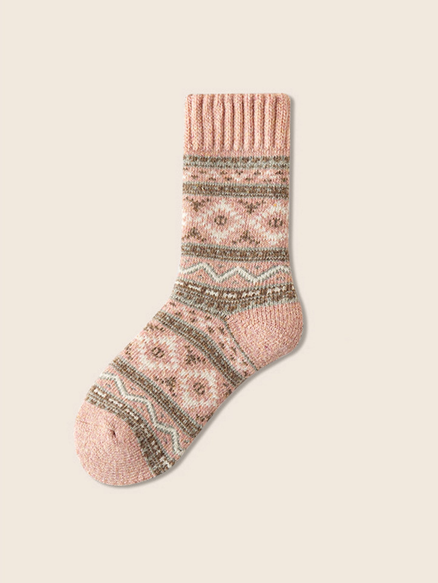 Wool Blend Retro Jacquard Thick Over-the-Calf Socks