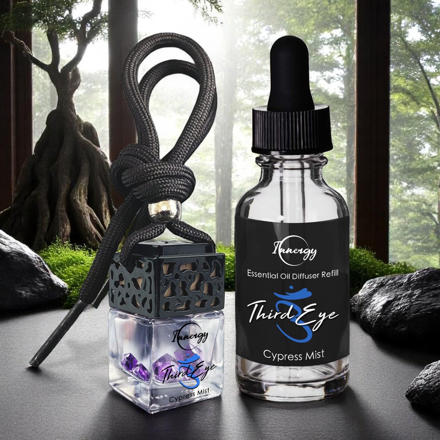 Third Eye Chakra Crystal-Enhanced Oil Diffuser, Car Air Freshener, 8ml