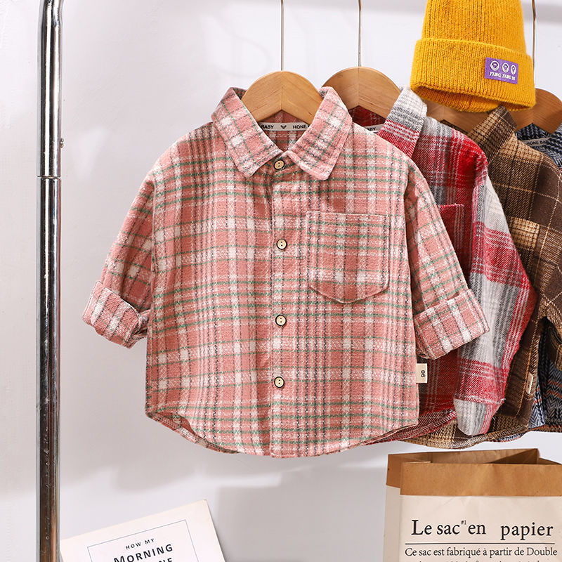 Spring And Autumn Children's Clothing Children's Casual Plaid Shirt